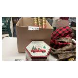 CHRISTMAS TREE APRON. ORNAMENTS