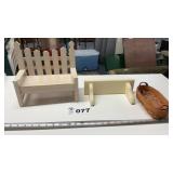 WOOD DOLL BENCH, WOOD SHELF,