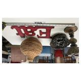 HOME DECOR, WICKER VASE, CANDLE HOLDER, SIGN,