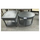 2 WOOD TABLES, GRAY