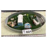 OVAL GALVANIZED PAN WITH CAMPER SCENERY