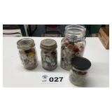 JARS OF BUTTONS, MARBLES