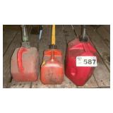 3 3 GAS CANS, 1 AND 2 GALLON