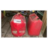 2 GAS CANS, PLASTIC, 5 GALLON