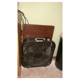 FLOOR FAN ( missing leg), TV TABLE