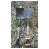 2 SHORT HANDLED SHOVELS