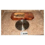 ABF TRUCKING LACQUERED CLOCK, SAWBLADE CLOCK