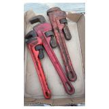 3 PIPE WRENCHES 1 IS 10in RIGID