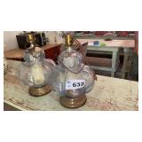 2 TABLE LAMPS, GLASS, 24 TALL