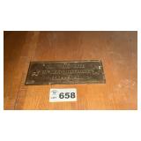 BRASS PLAQUE, 4 1/2 x 12 1/2