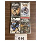THREE PSP GAMES AND MONSTER HUNTER EMPTY CASE