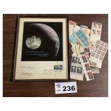 OLD POSTAGE STAMPS AND FIRST MAN ON THE MOON