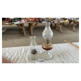 2 OIL LAMPS, 19 AND 12 INCHES TALL