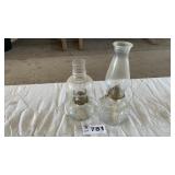 2 OIL LAMPS, 12 AND 15 INCHES TALL