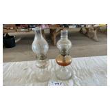 2 OIL LAMPS, 8 INCHES TALL