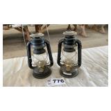 2 DIETZ KEROSENE LAMPS, 10 INCHES TALL
