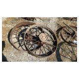 2 STEEL WHEELS, 28 INCH DIAMETER