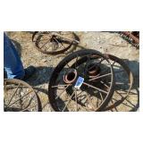 2 STEEL WHEELS, 28 INCH DIAMETER