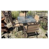 PATIO SET, TABLE, 4 CHAIRS, UMBRELLA