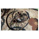 2 STEEL WHEELS, 28 INCH DIAMETER