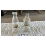 2 OIL LAMPS, 12 AND 13 INCHES TALL
