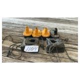 4 DEWALT 18 VOLT BATTERIES, 2 CHARGERS