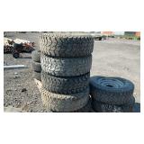 5 WHEELS AND TIRES, FIRESTONE, LT265/75R16, 8 LUG