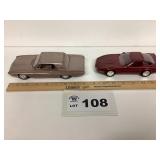 PLASTIC THUNDERBIRD AND CORVETTE