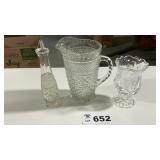 DIAMOND POINT PITCHER, BUD VASE, TULIP GARDEN