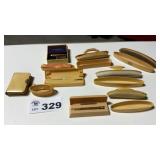 VANITY AND MANICURE ITEMS, CREAM COLORED PLASTIC