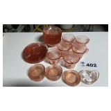 PINK DEPRESSION FEDERAL GLASS " DIANA" PATTERN