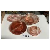 PINK DEPRESSION FEDERAL GLASS " DIANA" PATTERN