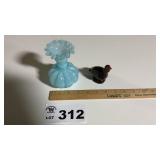 FENTON LIGHT BLUE CASED OVERLAYMELON VASE, T