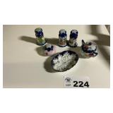 JAPANESE PORCELAIN SHAKERS, SOAP DISH, TRINKET JAR