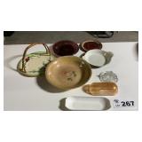 SERVING DISHES, BUTTER TRAY TOP, CORN HOLDER