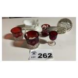 RUBY RED SOUVENIR GLASSES, ANCHOR HOCKING TURTLE