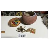 PLANTER, WOOD BOWLING GAME, ORNAMENTS
