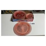 PINK DEPRESSION PLATTER, PLATES "MISS AMERICA"