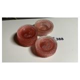 PINK DEPRESSION BOWLS, SALAD PLATES "MISS