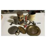 VINTAGE KITCHEN WARES, BRASS TRAYS