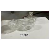 CUT CRYSTAL FOOTED BOWL, BASKET, MIKASA OVAL BOWL