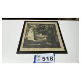 SIGNED PRINT, SUSPENDING BRIDGE, CARLYLE, IL.