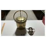 BRASS ICE BUCKET, CAST WALL POCKET