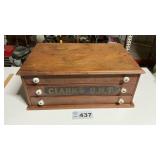 ANTIQUE CLARKï¿½S O N T WOODEN SPOOL CABINET 21 x 9