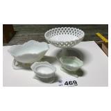 MILK GLASS BOWL, SLEIGH,