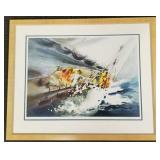 Doug Lew signed AP 31/80 litho: sailing- framed