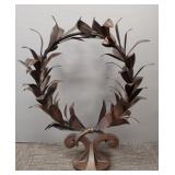 Lg metal Laurel wreath standing sculpture 27"H