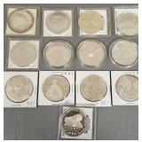 13 U.S. commemorative silver dollars