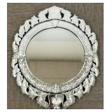 Venetian style etched & beveled glass mirror 33"H