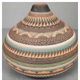 Signed Susie Charlie Navajo decorated pot 7"H 8"W